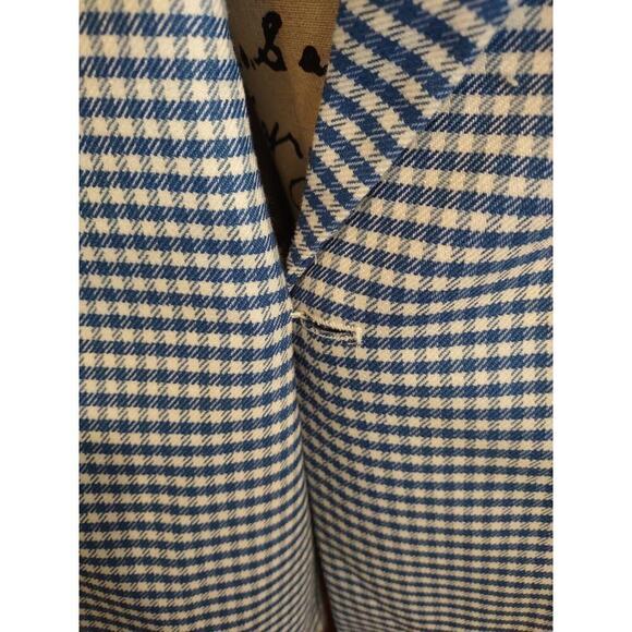 J&L Atelier Womens Small Blazer Jacket Blue White Gingham Checked Lined Classic - Picture 8 of 12